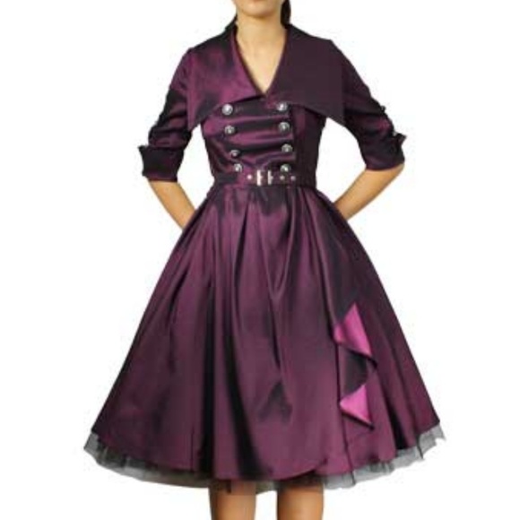 Pin Up Clothing Long Sleeve Party Dress - Picture 4 of 6
